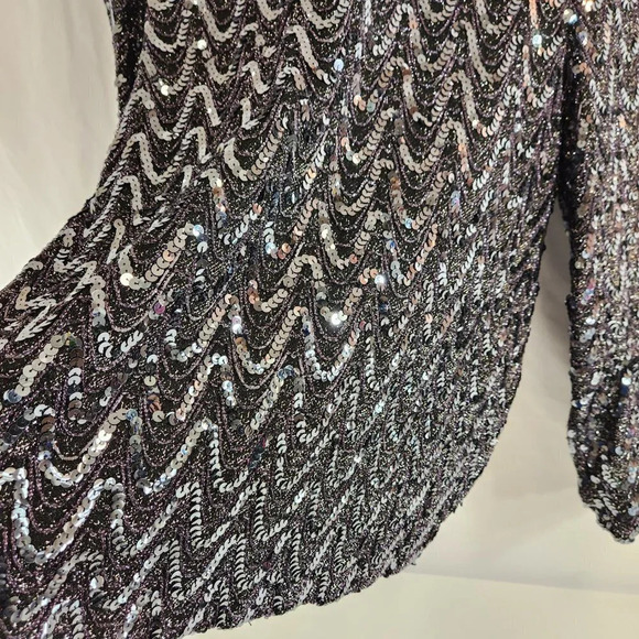 Womens Sequin Open Jacket Y2K New Years Eve Size  Medium - Picture 6 of 8